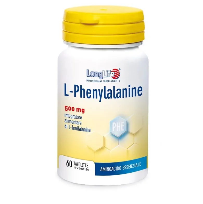 Longlife L-Phenylalanine 500mg controllo della fame e del tono dell'umore 60 tavolette