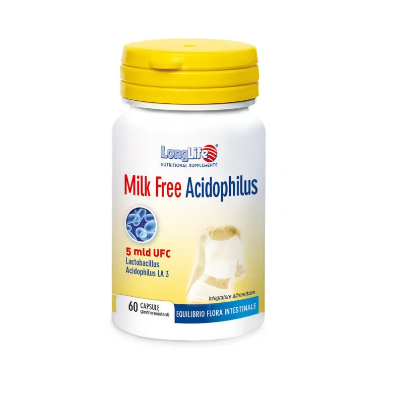 Longlife Milk Free Acidophilus 5mld equilibrio flora intestinale 60 capsule gastroresistenti
