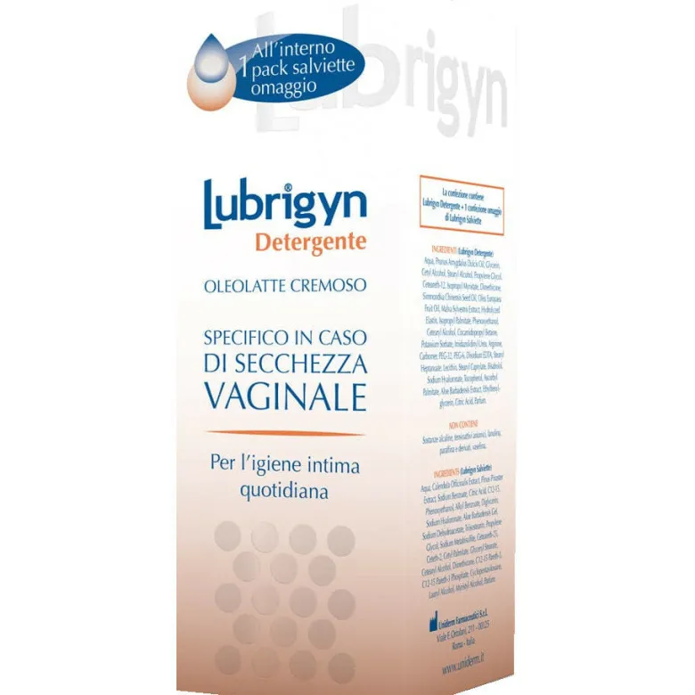 Lubrigyn detergente 200ml+ lubrigyn salviette 15 pezzi IN OMAGGIO
