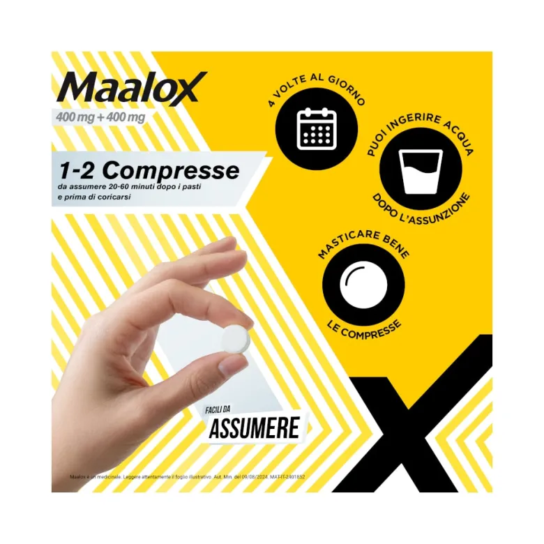 Maalox 400+400 Mg Contro Acidità di Stomaco Occasionale 40 cpr