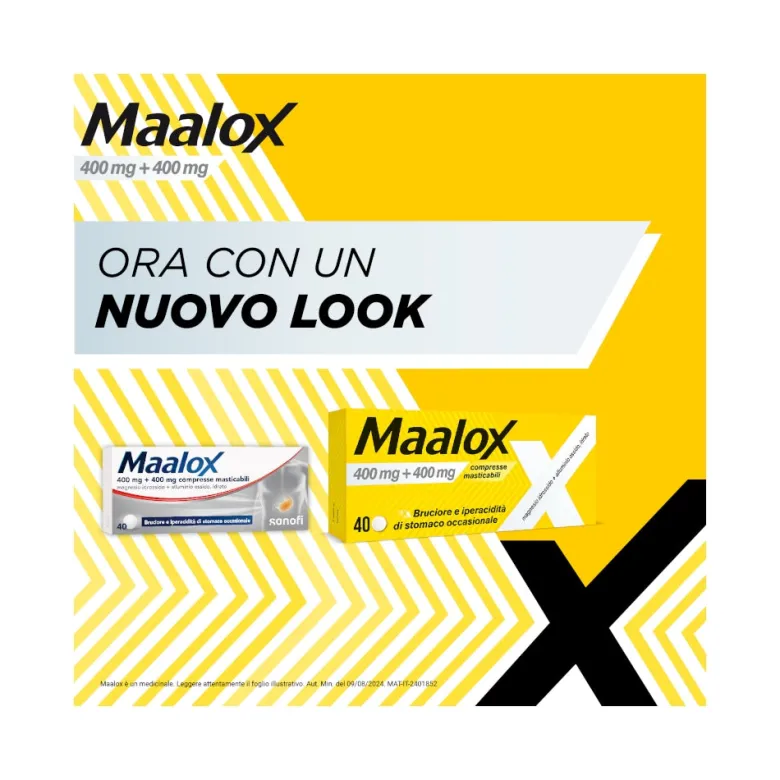 Maalox 400+400 Mg Contro Acidità di Stomaco Occasionale 40 cpr