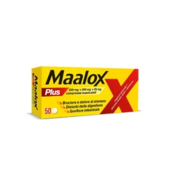 Maalox Plus Azione Rapida Contro Bruciore e Acidità di Stomaco 50 cpr
