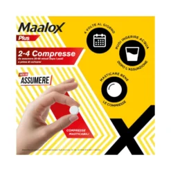 Maalox Plus Azione Rapida Contro Bruciore e Acidità di Stomaco 50 cpr