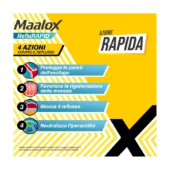 Maalox Reflurapid Blocca il Reflusso Neutralizza il Bruciore da Iperacidità 40 Compresse