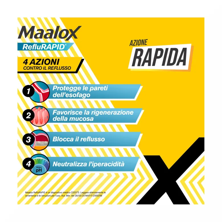 Maalox Reflurapid Blocca il Reflusso Neutralizza il Bruciore da Iperacidità 40 Compresse