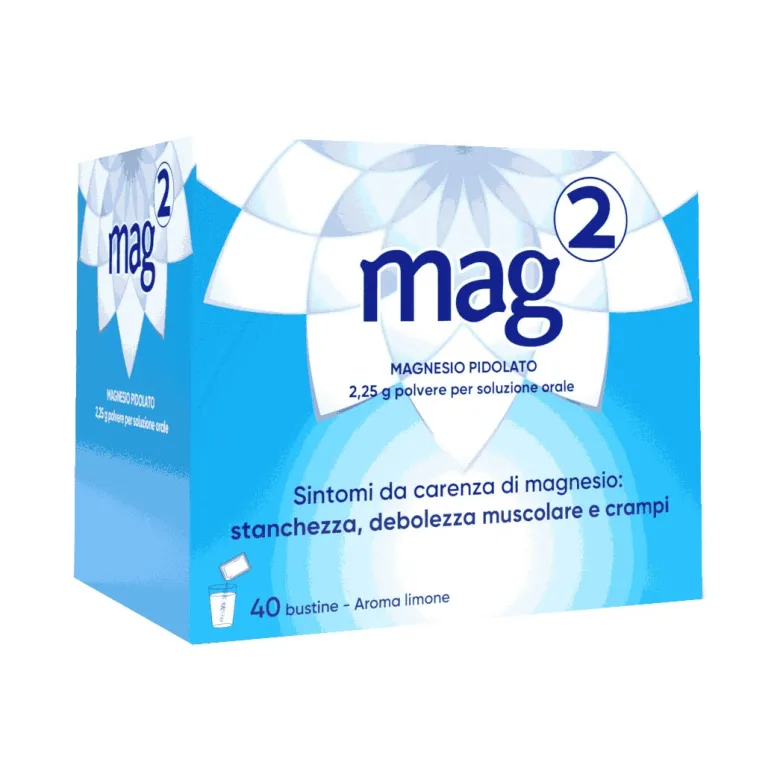 Mag2 Magnesio Pidolato per Stanchezza e Debolezza Muscolare 40 Bustine