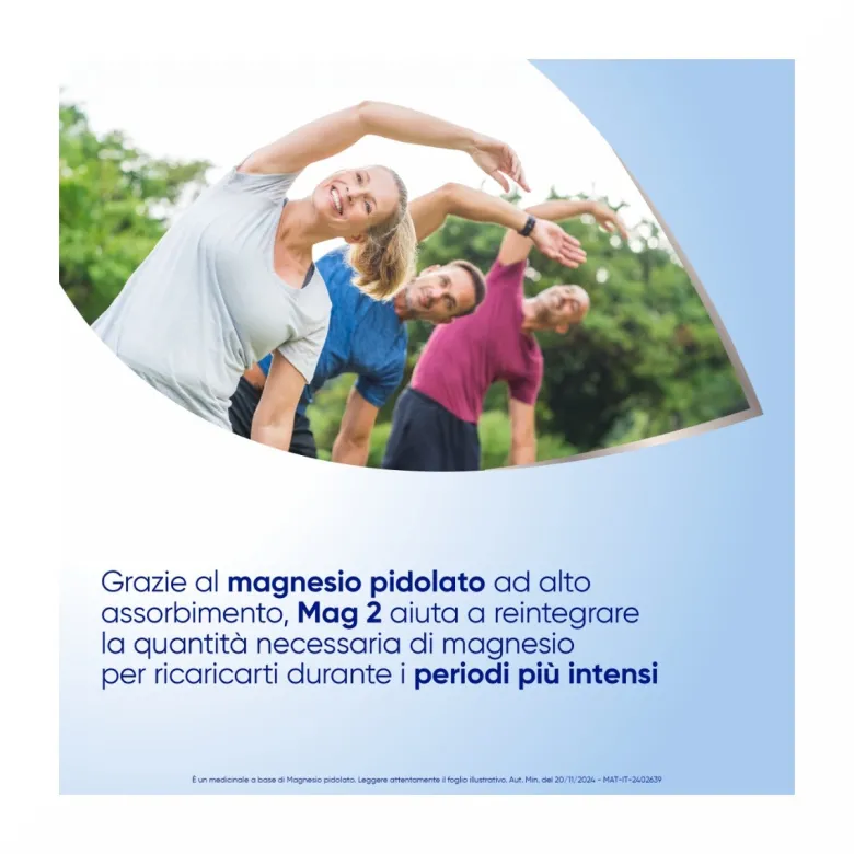 Mag2 Magnesio Pidolato per Stanchezza e Debolezza Muscolare 40 Bustine