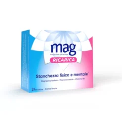 Mag Ricarica Integratore Alimentare Magnesio Pidolato, Magnesio Ossido e Vitamina B6, Stanchezza Mentale e Fisica 24 bustine