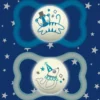 MAM Air Night Nostalgic Circus Maschio 6 mesi+ succhietto in silicone fosforescente 2 pezzi
