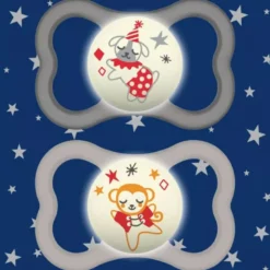 MAM Air Night Nostalgic Circus Neutro 16 mesi+ succhietto in silicone fosforescente colori assortiti