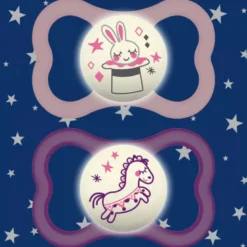 MAM Air Night Nostalgic Circus Femmina 6 mesi+ succhietto in silicone fosforescente 2 pezzi