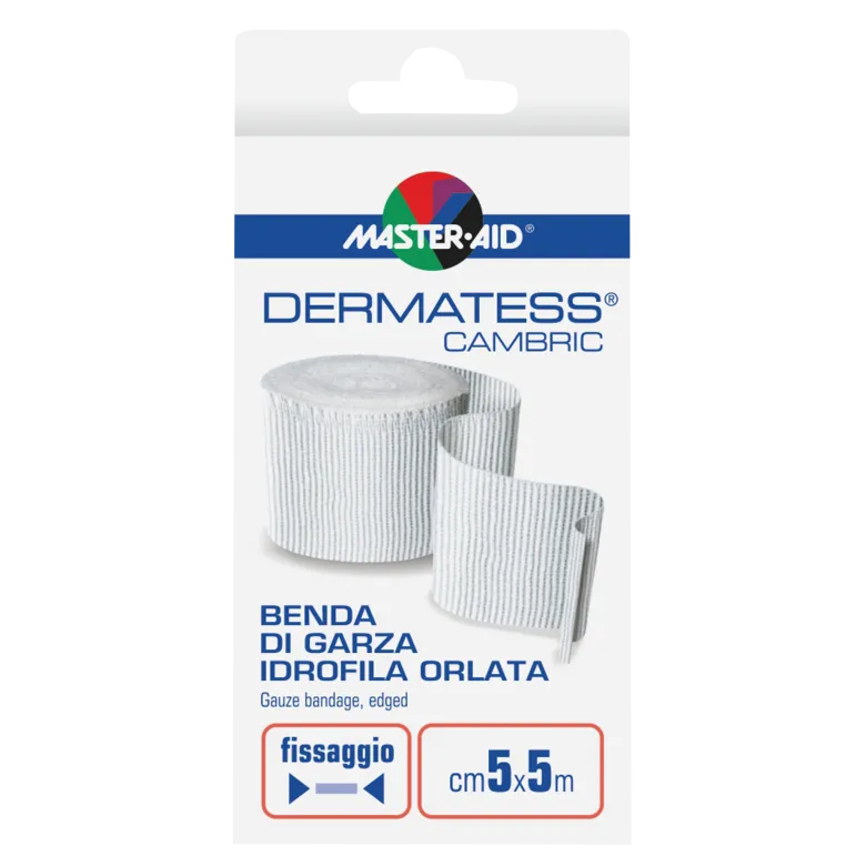 Master Aid Dermatess Cambric benda di garza orlata 5cmx5m 1 pezzo