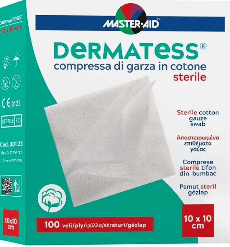 Master-Aid Dermatess Compressa di Garza Cotone Sterile 10X10cm