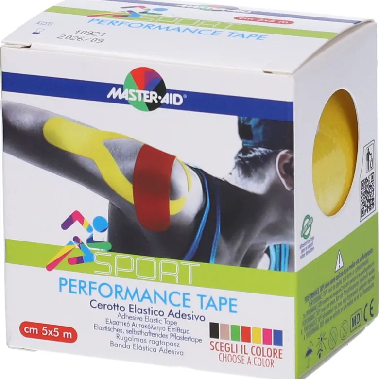 Master-Aid Sport Performance Tape cerotto elastico adesivo colore giallo 5x500cm