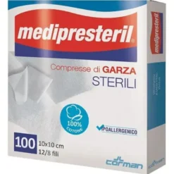 Medipresteril Compresse Di Garza Sterili 12/8 Fili 10x10cm 100 Pezzi