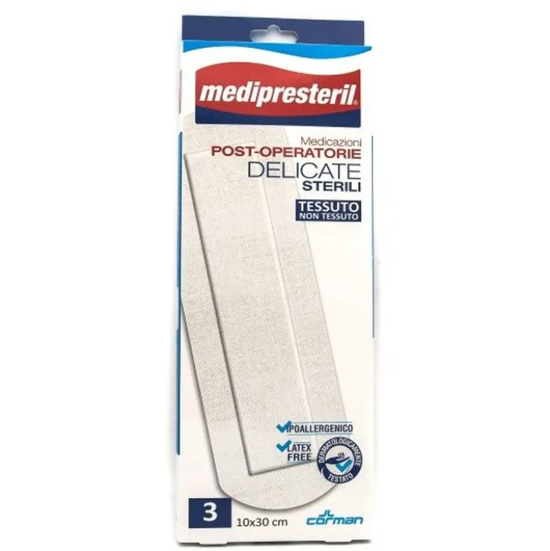 Medipresteril Medicazioni Post-Operatorie Delicate sterili 10x30cm 3 pezzi