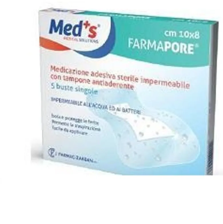 Med's Medicazione adesiva sterile impermeabile con tampone antiaderente cm 10x8