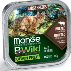Monge B Wild Grain Free Bufalo Con Ortaggi Cibo Umido Per Gatti Adulti E Cuccioli Taglia Grande 100g