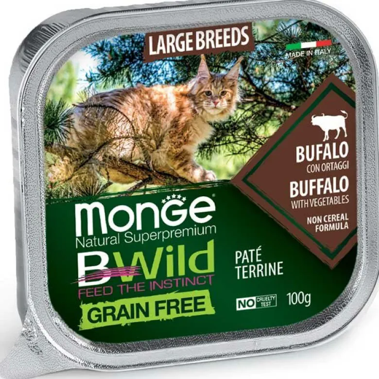 Monge B Wild Grain Free Bufalo Con Ortaggi Cibo Umido Per Gatti Adulti E Cuccioli Taglia Grande 100g