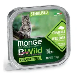 Monge B Wild Grain Free Cinghiale Con Ortaggi Cibo Umido Per Gatti Sterilizzati 100g