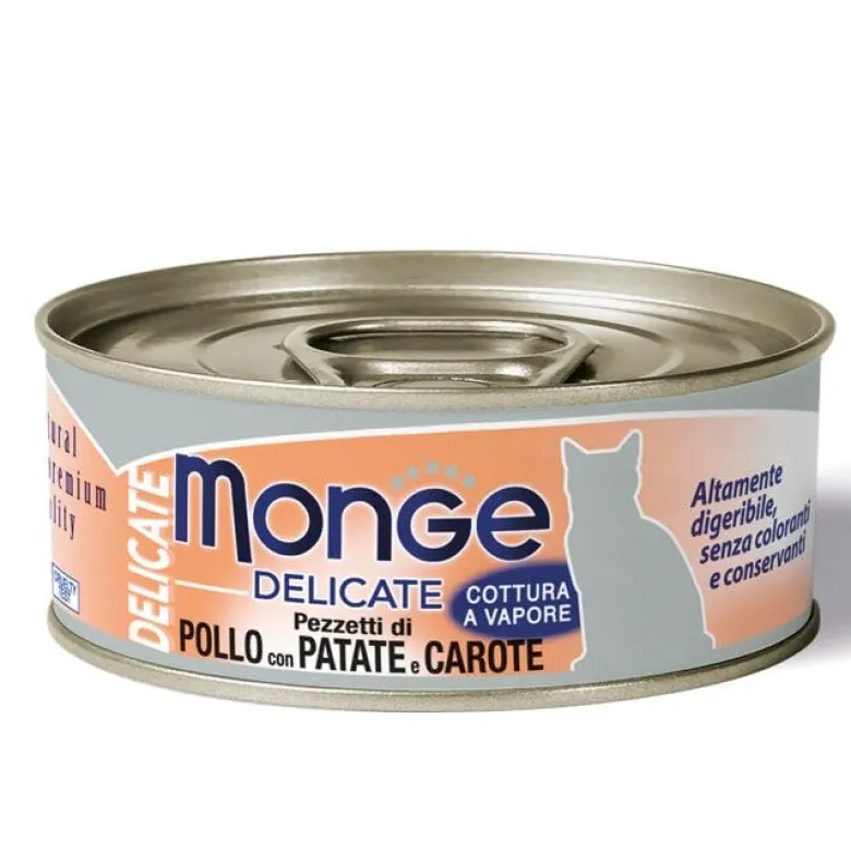 Monge Delicate Pezzetti Di Pollo Con Patate E Carote Cibo Umido Per Gatti Adulti 80g