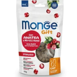 Monge Filled & Crunchy Sterilised Snack Per Gatti Anatra E Mirtilli Rossi 60g