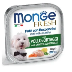 Monge Fresh Paté Bocconcini Con Pollo E Verdure Cibo Umido Per Cani Adulti 100g