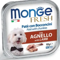 Monge Fresh Paté Bocconcini Con Agnello Cibo Umido Per Cani Adulti 100g