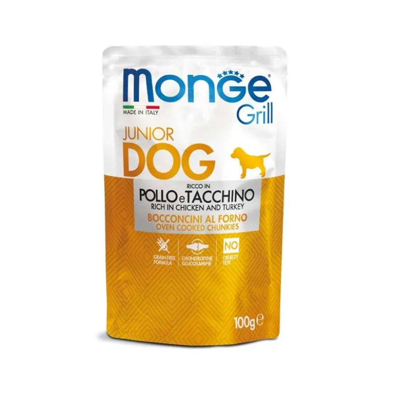 Monge Grill Puppy & Junior Bocconcini Con Pollo E Tacchino Per Cani 100g