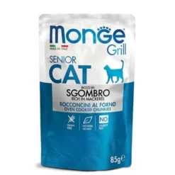 Monge Grill Senior Ricco in Sgombro Cibo Umido Per Gatti Età Avanzata 85g