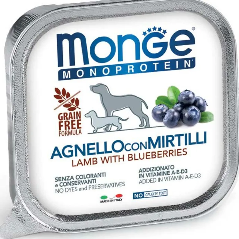 Monge Monoprotein Agnello Con Mirtilli Cibo Umido Per Cani Adulti 150g