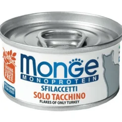 Monge Monoprotein Sfilaccetti Solo Tacchino Cibo Umido Per Gatti Adulti 80g
