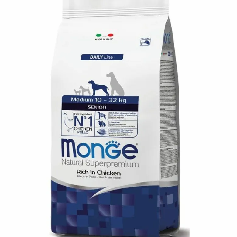 Monge Ricco Di Pollo Cibo Secco Cani Adulti Età Avanzata Sacco 3 Kg