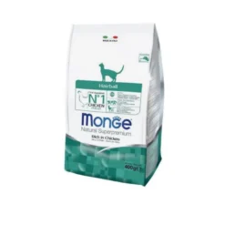 Monge Ricco Di Pollo Hairball Cibo Secco Gatti Adulti Sacco 400g