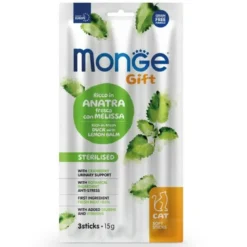 Monge Soft Sticks Sterilised Per Gatti Anatra Fresca Con Melissa 15g