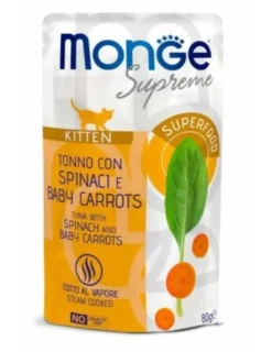 Monge Supreme Busta Kitten Tonno Spinaci E Miini Carote Per Gattini 80g