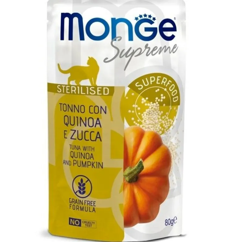 Monge Supreme Sterilised Adult Pezzetti di Tonno con Quinoa e Zucca