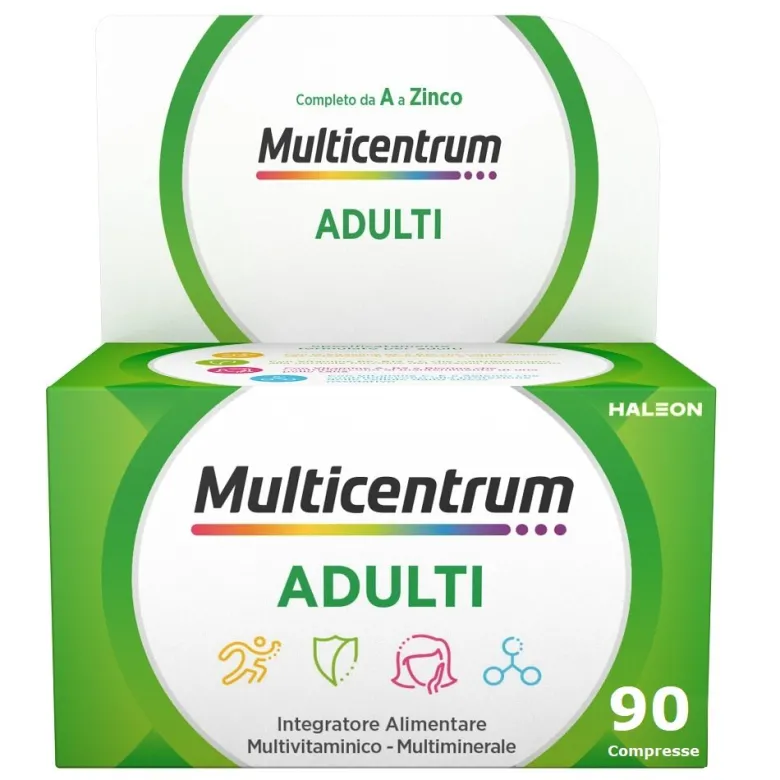 Multicentrum Adulti Integratore Alimentare Multivitaminico Vitamina C B D3 Calcio Ferro Zinco 90 Cpr