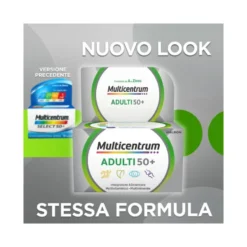 Multicentrum Adulti 50+ Integratore Alimentare Multivitaminico Vitamina B D E Magnesio Calcio 30Cpr