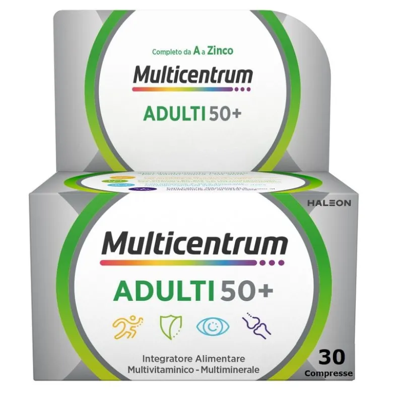 Multicentrum Adulti 50+ Integratore Alimentare Multivitaminico Vitamina B D E Magnesio Calcio 30Cpr