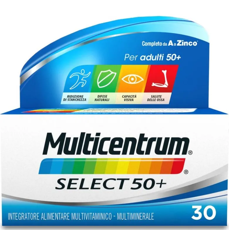Multicentrum Adulti 50+ Integratore Alimentare Multivitaminico Vitamina B D E Magnesio Calcio 30Cpr