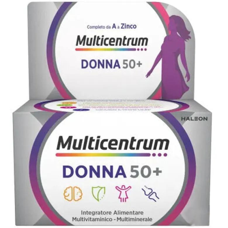 Multicentrum Donna 50+ Integratore Multivitaminico Multiminerale Calcio Ferro Acido Folico 60 Cpr