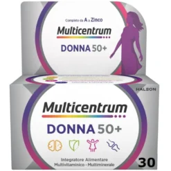 Multicentrum Donna 50+ Integratore Multivitaminico Multiminerale Ferro Calcio Vitamina D D3 30 Compr