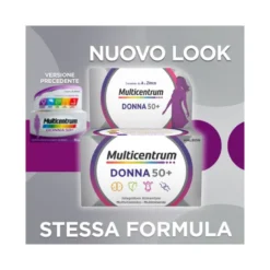 Multicentrum Donna 50+ Integratore Multivitaminico Multiminerale Ferro Calcio Vitamina D D3 30 Compr