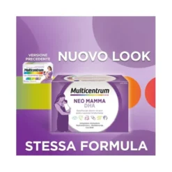 Multicentrum Neo Mamma DHA Integratore Multivitaminico Vitamina B C D3 Acido Folico 30 Cpr+30 Cpr