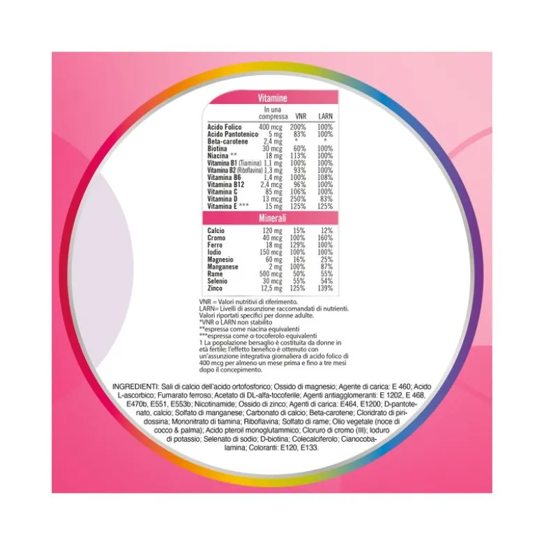 Multicentrum Pre-Mamma Integratore Alimentare Multivitaminico Acido Folico Calcio Vitamina D E 30Cpr