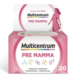 Multicentrum Pre-Mamma Integratore Alimentare Multivitaminico Acido Folico Calcio Vitamina D E 30Cpr