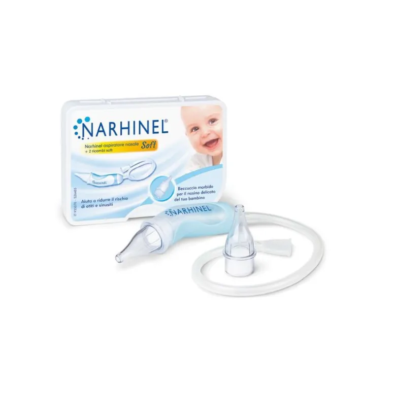 Narhinel Aspiratore Nasale Neonati E Bambini Soft Con 2 Ricambi Soft Con Filtro Assorbente