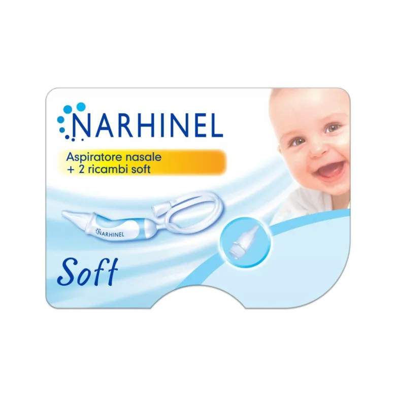 Narhinel Aspiratore Nasale Neonati E Bambini Soft Con 2 Ricambi Soft Con Filtro Assorbente
