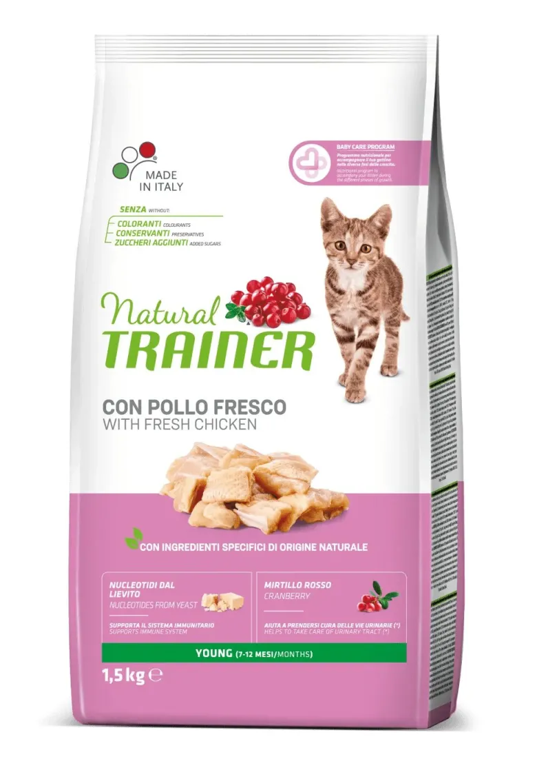 Natural Trainer Cibo Secco Per Gatti Giovani 7/12Mesi Sacco 1,5kg